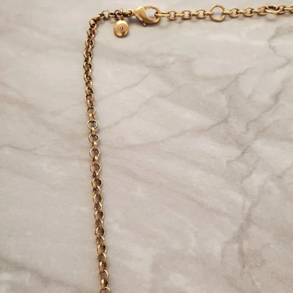 ✨ J.Crew Pave Rhinestone Crystal Blue Gold Coral Bohemian Necklace ✨